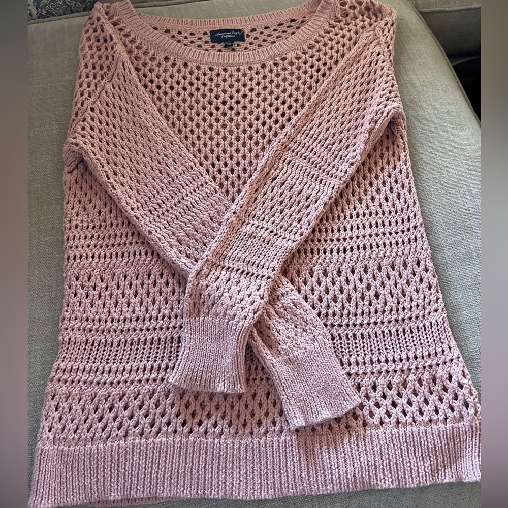 Size XL Pink Crochet Sweater
